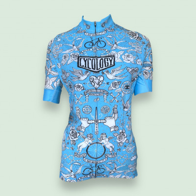 CYCOLOGY - "VELO TATOO BLUE" maillot court de vélo homme