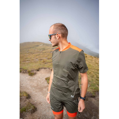 Maillot de Running Homme en tissus recyclés MOOV360 Kaki à prix cassé