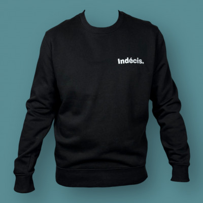 Sweatshirt noir lifestyle INDÉCIS en coton bio à prix cassé !