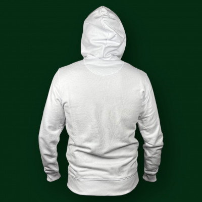 Sweatshirt zippé blanc lifestyle INDÉCIS en coton bio à prix cassé !