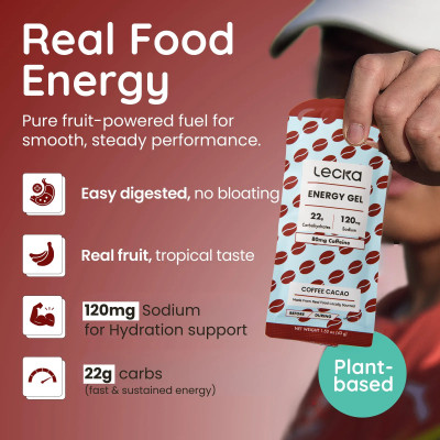 Gels glucidiques + caféine  "real food" LECKA au meilleur prix !